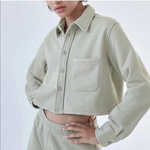 Cozy Fleece Boyfriend Cropped Button-Up